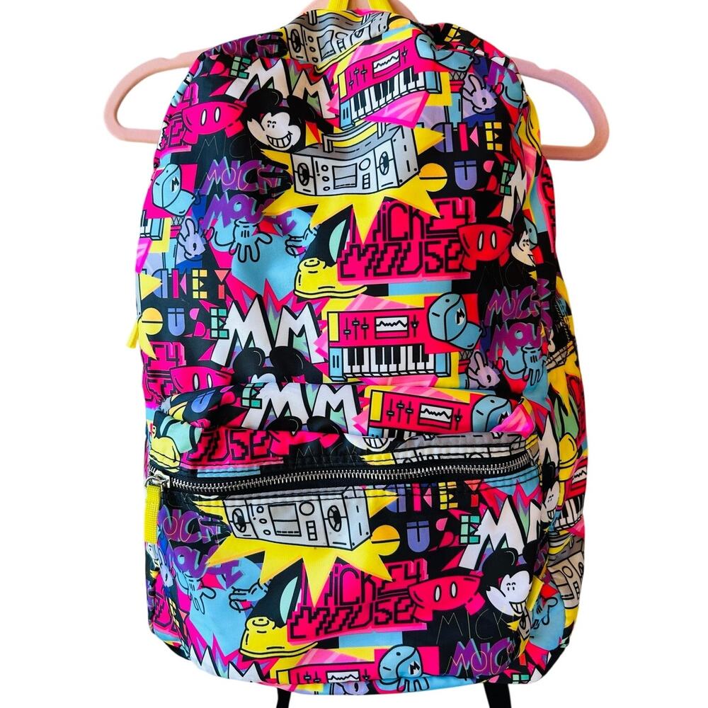 Disney Artist Series Mickey Mouse Backpack Neon Graffiti Print School Bag